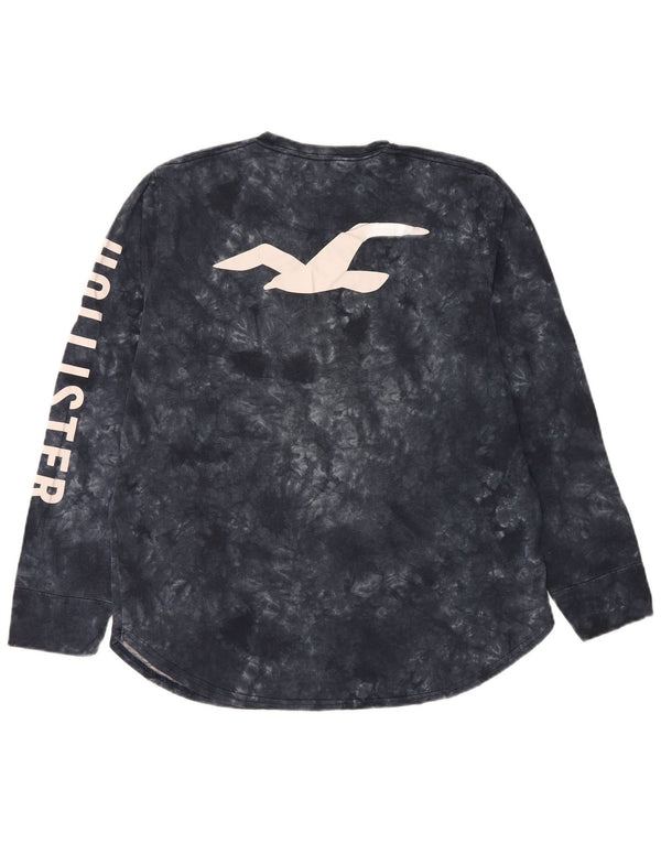 Мужской топ с рисунком Hollister, длинный рукав XL, черный, хлопковый, тай-дай