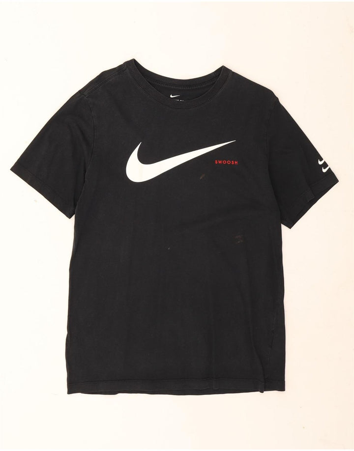Мужская футболка с рисунком Nike Swoosh, средний черный хлопковый топ