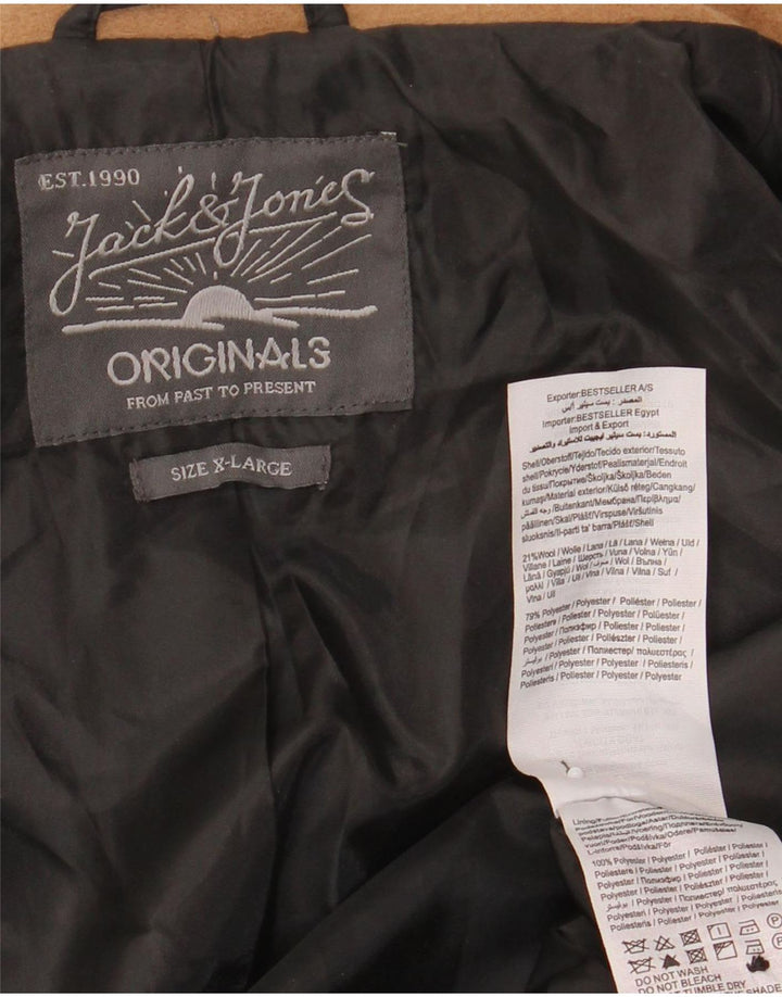 Мужское пальто Jack & Jones UK 42 XL коричневое шерстяное