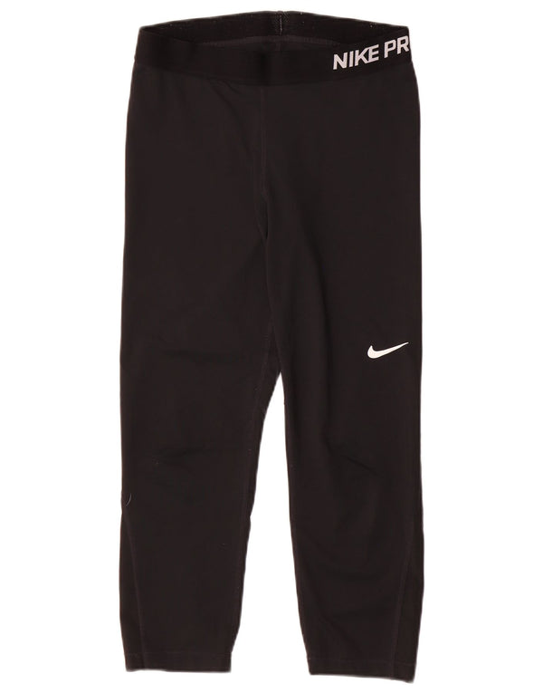 Женские леггинсы-капри с графическим рисунком Nike Dri Fit UK 12, средний черный полиэстер