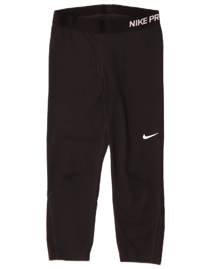 Женские леггинсы-капри с графическим рисунком Nike Dri Fit UK 12, средний черный полиэстер