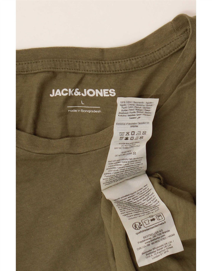 Мужская футболка Jack & Jones из хлопка большого размера цвета хаки