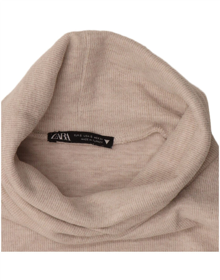 Женская блузка без рукавов Zara с высоким воротником, топ UK 10, маленький белый