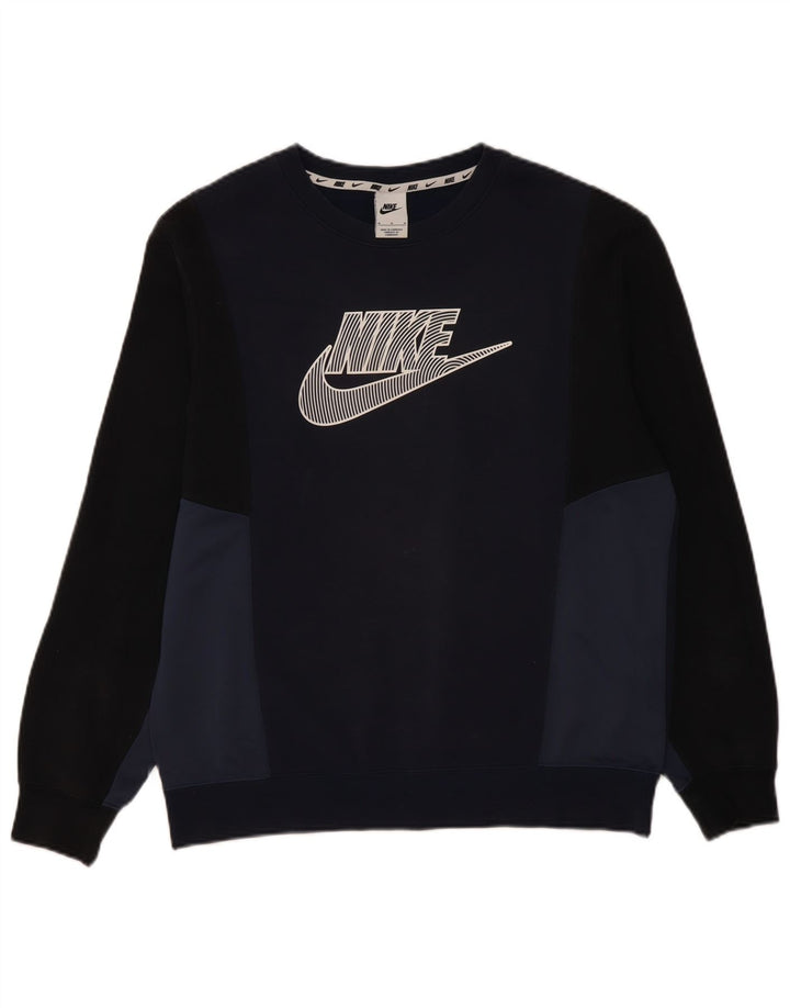 Мужской свитшот с рисунком Nike, средний темно-синий, цветной блок