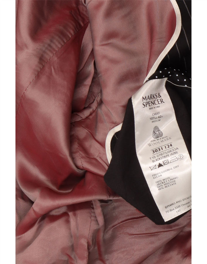 Мужской пиджак на 1 пуговице Marks & Spencer UK 38, средний черный в тонкую полоску