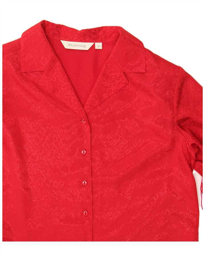 HOLMEWOOD Womens Shirt UK 14 Large Red Polyester Vintage Holmewood and Second-Hand Holmewood from Messina Hembry 