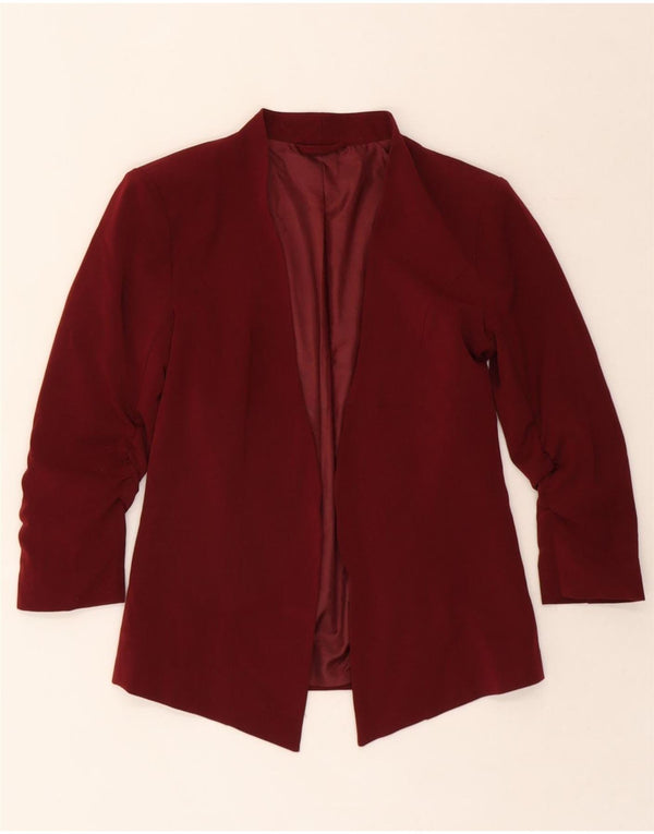 VILA Womens 3/4 Sleeve Open Blazer Jacket UK 6 XS Maroon Viscose