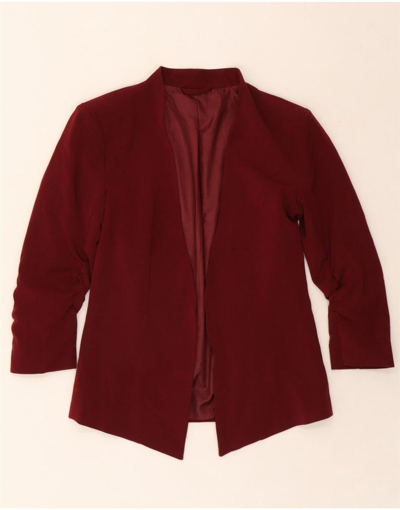 VILA Womens 3/4 Sleeve Open Blazer Jacket UK 6 XS Maroon Viscose Vintage Vila and Second-Hand Vila from Messina Hembry 