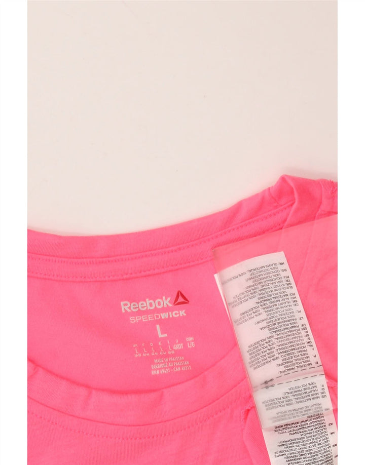 Женская футболка с рисунком REEBOK Top UK 16/18, большой розовый полиэстер