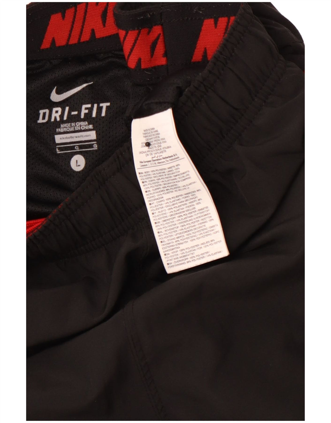 Мужские спортивные шорты NIKE, большие черные полиэстер с цветными блоками