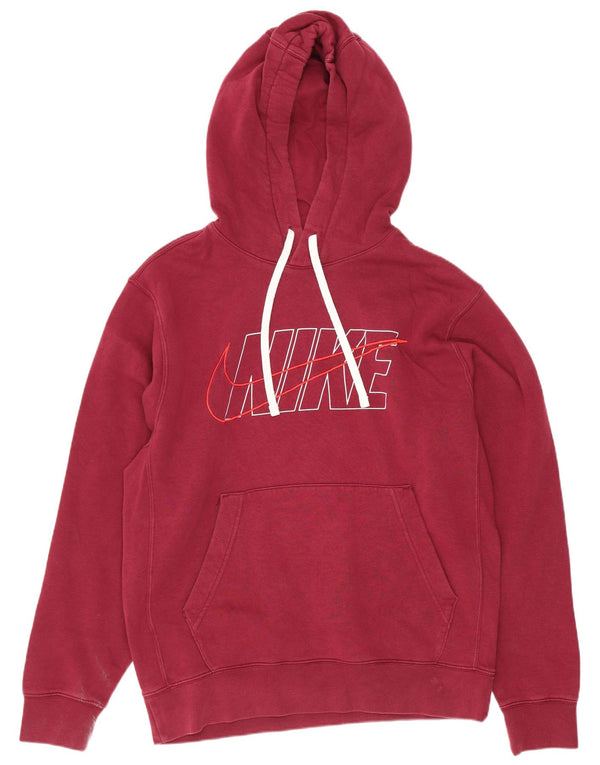 Мужской джемпер с капюшоном Nike Regular Fit, маленький бордовый, хлопковый, спортивный