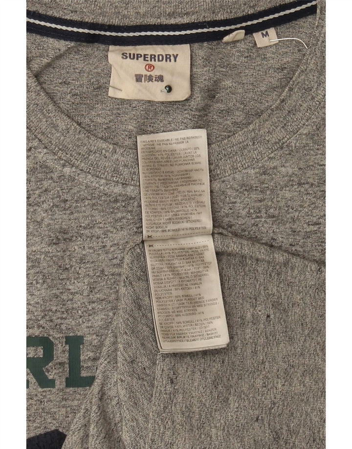 Мужская футболка с рисунком Superdry, топ из хлопка среднего серого цвета с крапинками