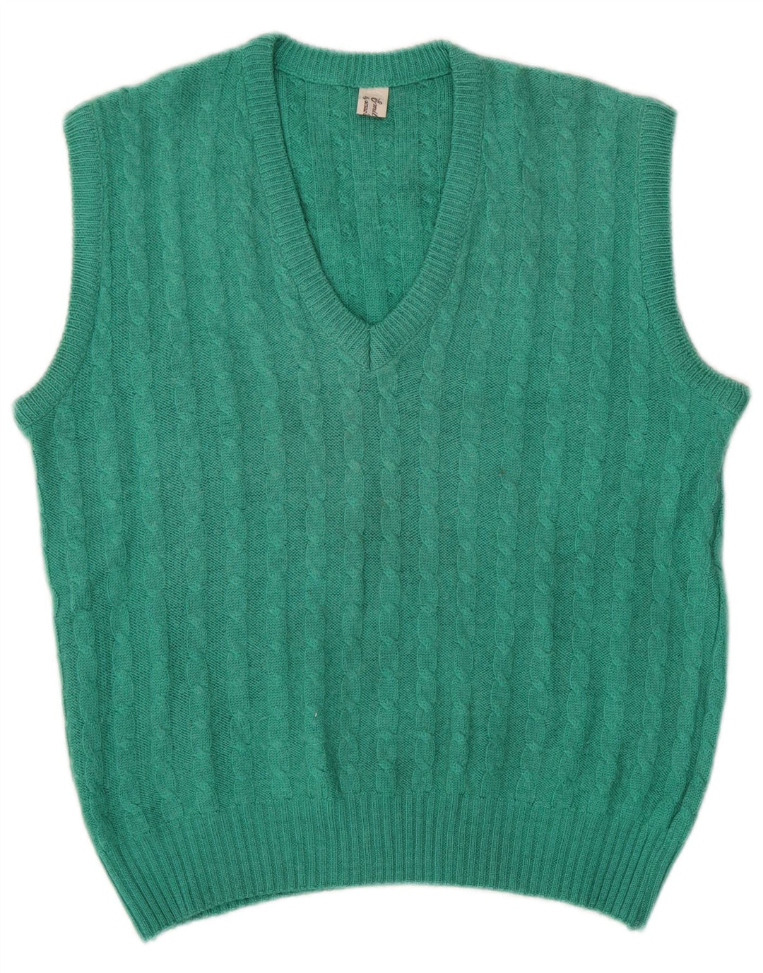 ВИНТАЖНАЯ женская майка без рукавов UK 14, средний зеленый цвет