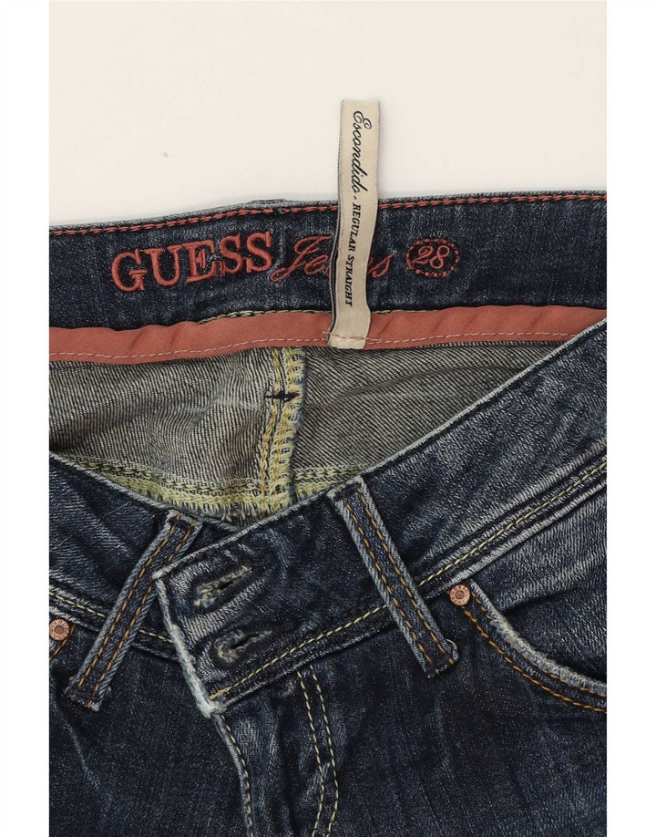Guess Женские обычные прямые джинсы W28 L27 Темно-синие хлопковые