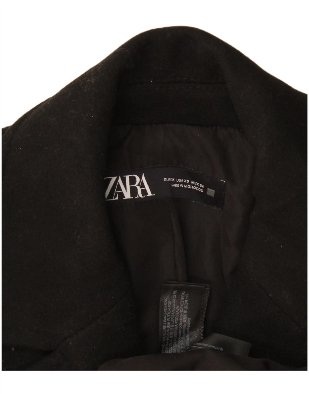 Женское двубортное пальто оверсайз Zara UK 6 XS, черный полиэстер