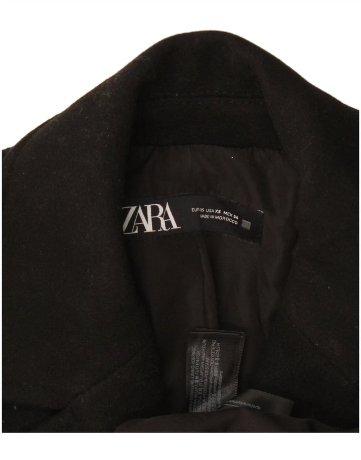 Женское двубортное пальто оверсайз Zara UK 6 XS, черный полиэстер
