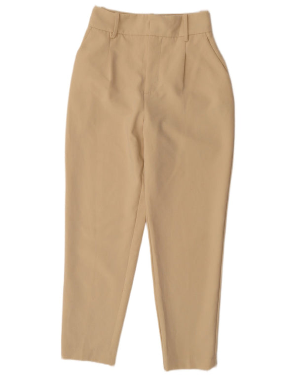 Zara Женские зауженные брюки чинос с высокой талией, маленькие W26 L27, бежевый полиэстер