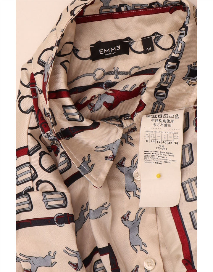 Женская рубашка Marella EMME UK 12, средний бежевый, полиэстер с геометрическим рисунком