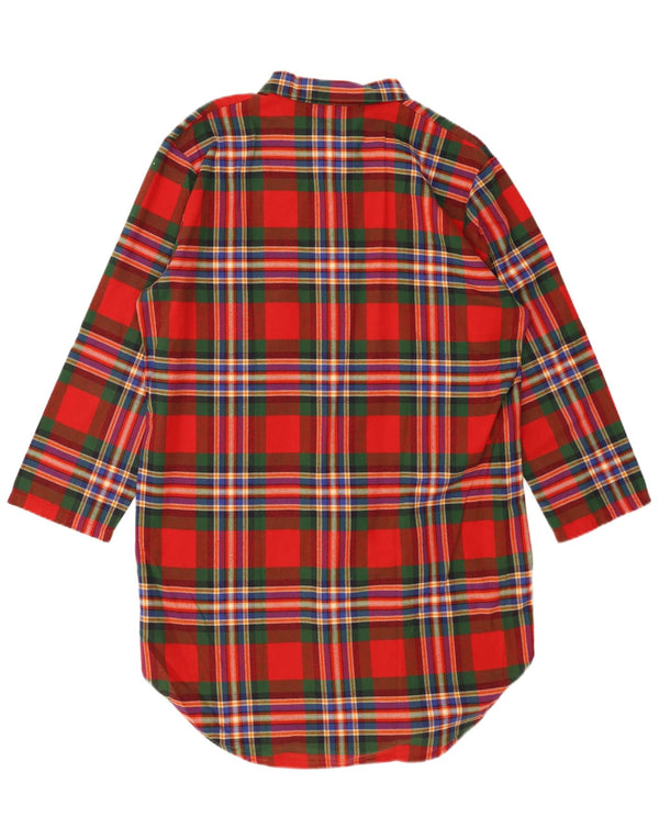 ВИНТАЖНОЕ женское платье-рубашка оверсайз с рисунком UK 14, средний красный цвет в клетку