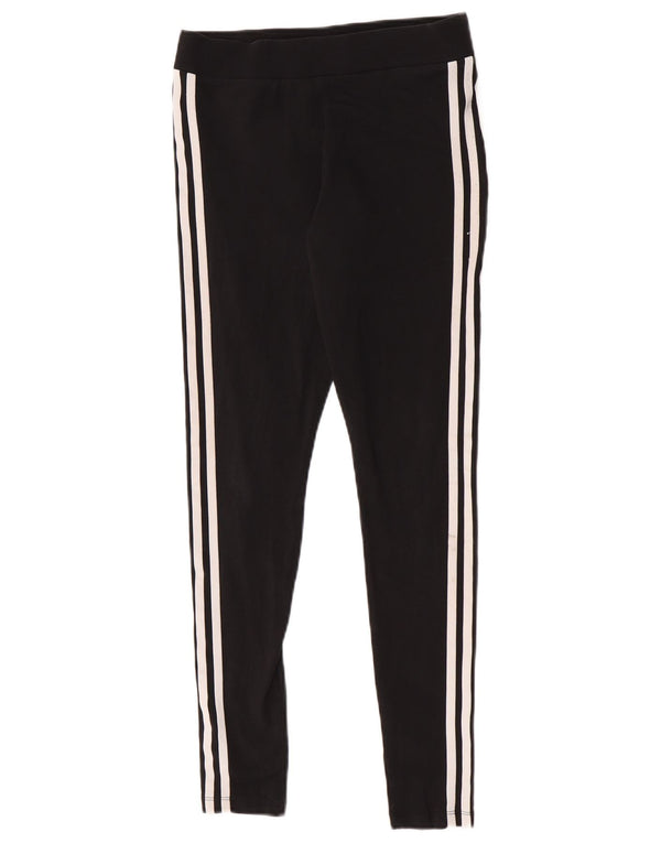 Adidas Womens Leggings UK 8/10 Small Black Cotton