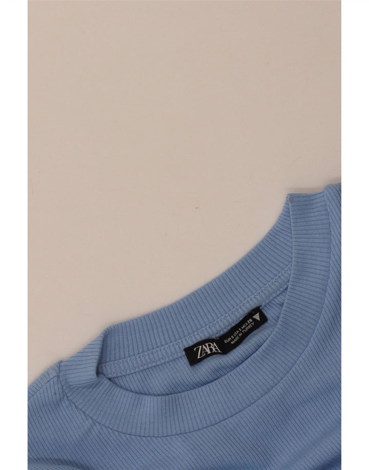 Женская укороченная блузка с длинными рукавами Zara UK 8, маленький синий цвет