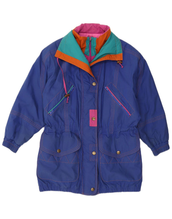 Женская ветровка оверсайз London Fog UK 10, маленькая синяя с цветными блоками