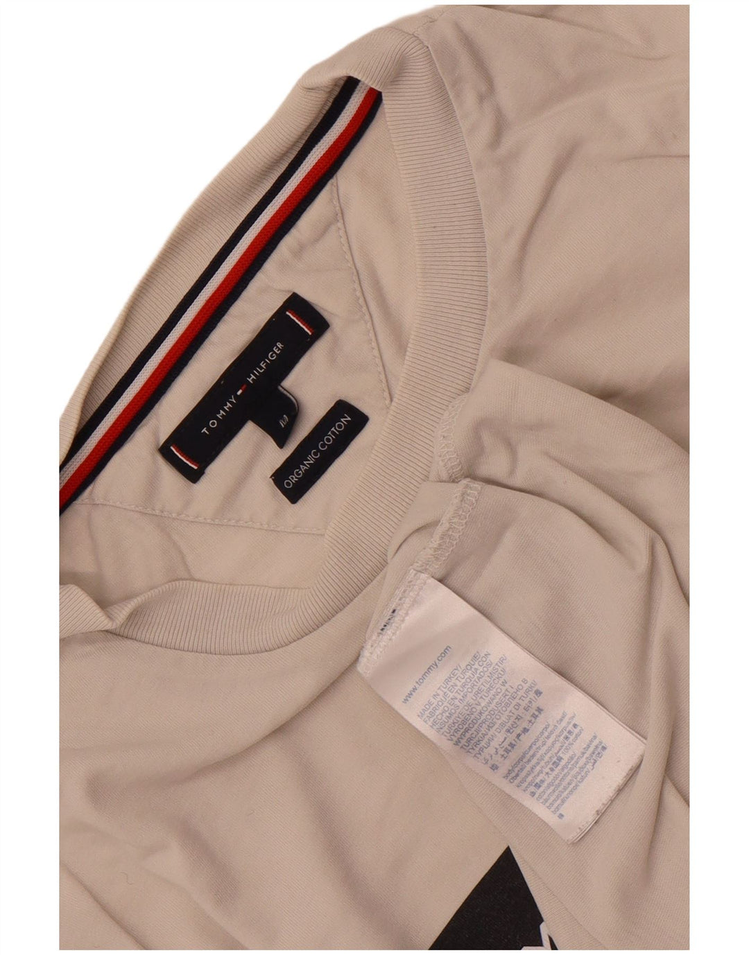 Tommy Hilfiger Мужская футболка с рисунком Топ среднего размера, белый хлопок