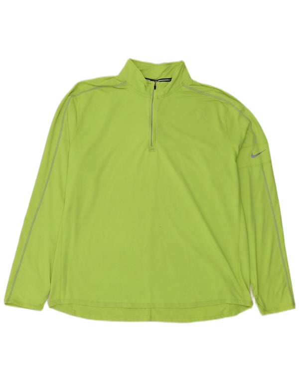 Мужской пуловер с воротником на молнии Nike Dri Fit 2XL, зеленый полиэстер