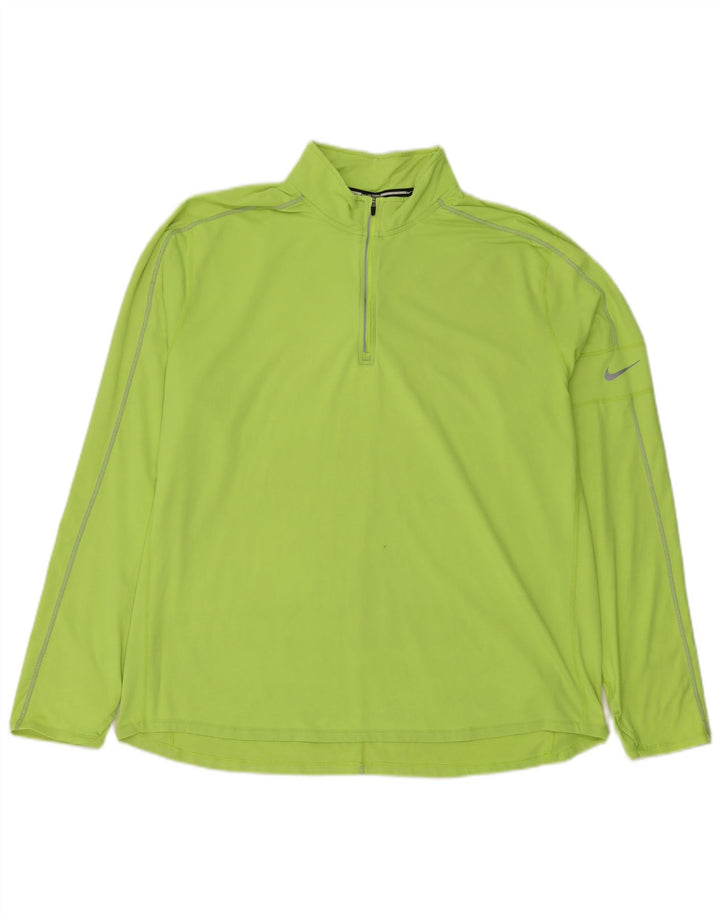 Мужской пуловер с воротником на молнии Nike Dri Fit 2XL, зеленый полиэстер
