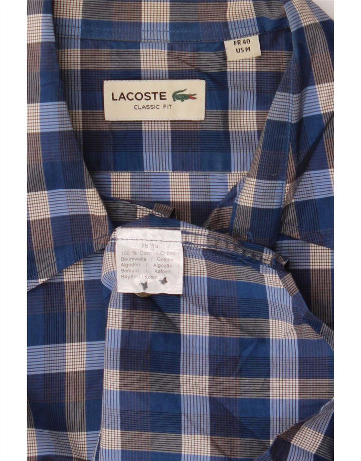 Мужская рубашка классического кроя Lacoste, размер 40, хлопковая синяя клетка среднего размера