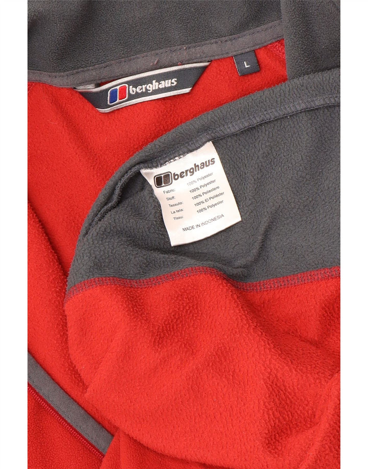 Berghaus Мужской флисовый джемпер с воротником на молнии, большой красный, полиэстер с цветными блоками