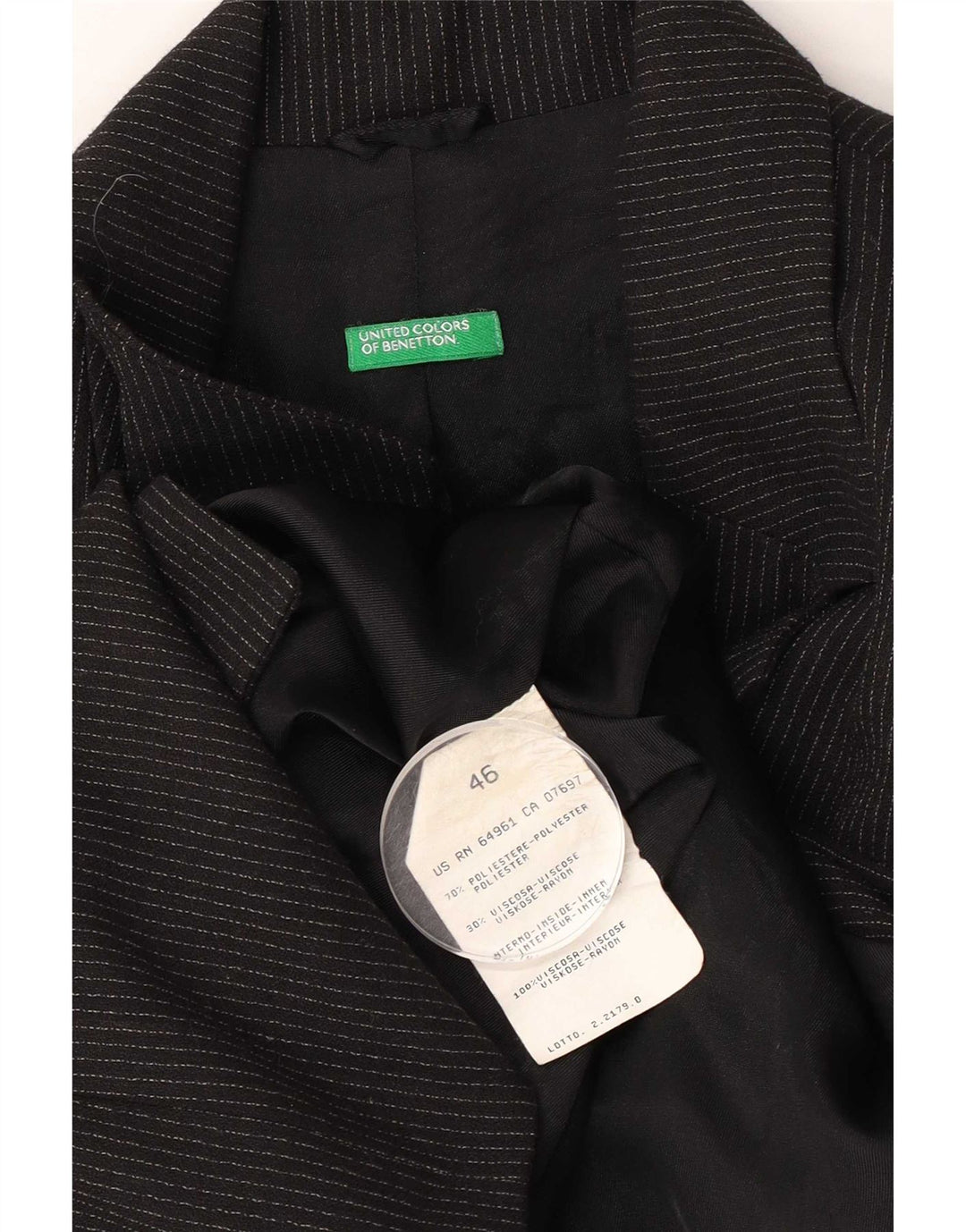 Женский пиджак Benetton с 3 пуговицами IT 46, большая черная полоска