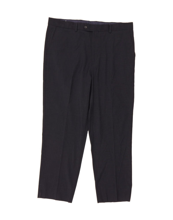 NAUTICA Mens Straight Suit Trousers W41 L29 Navy Blue Check Polyester