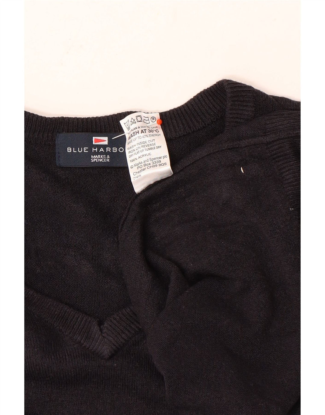 Мужской джемпер с v-образным вырезом Marks & Spencer Blue Harbour, большой темно-синий