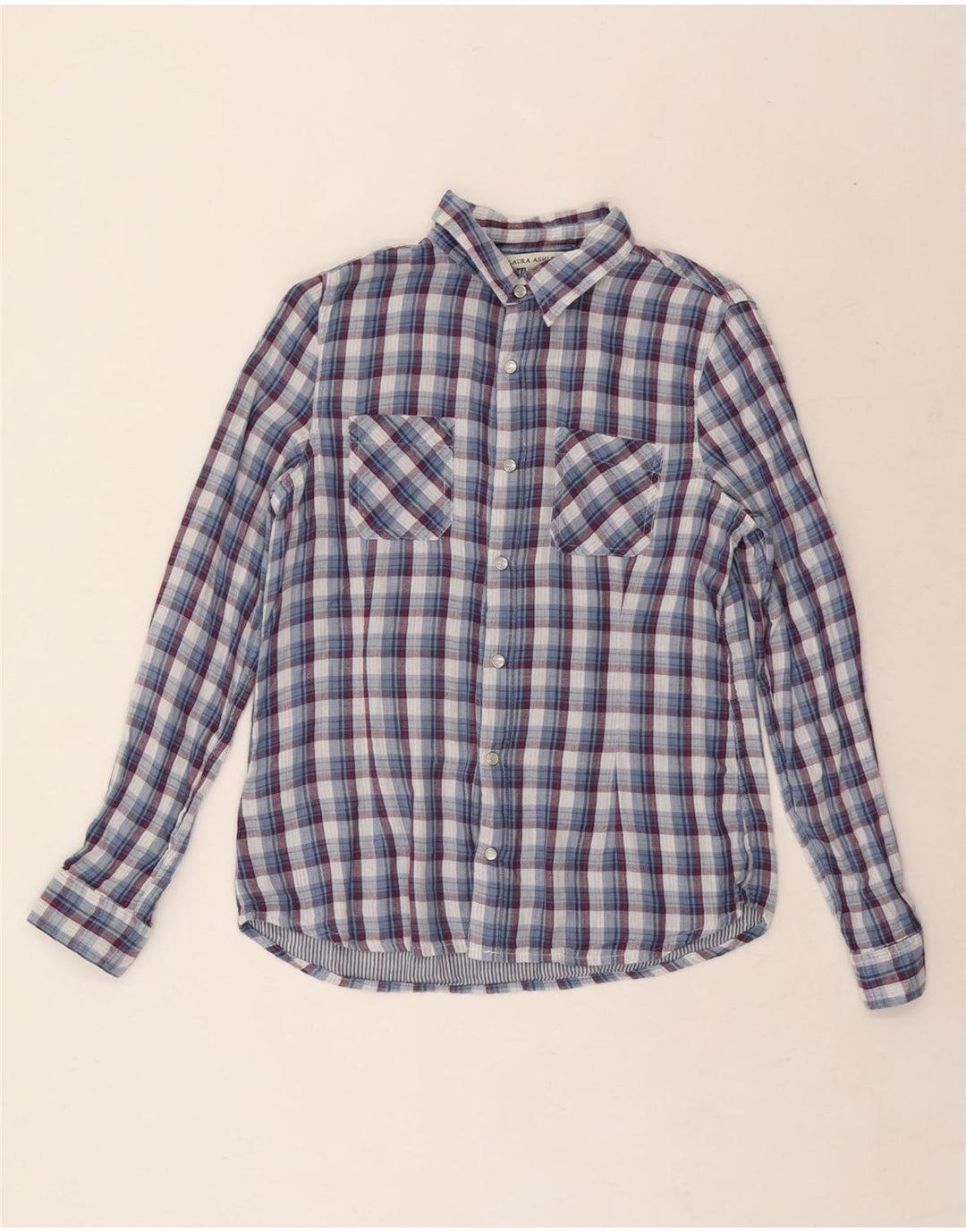 Женская рубашка Laura Ashley UK 12, хлопковая синяя клетка среднего размера