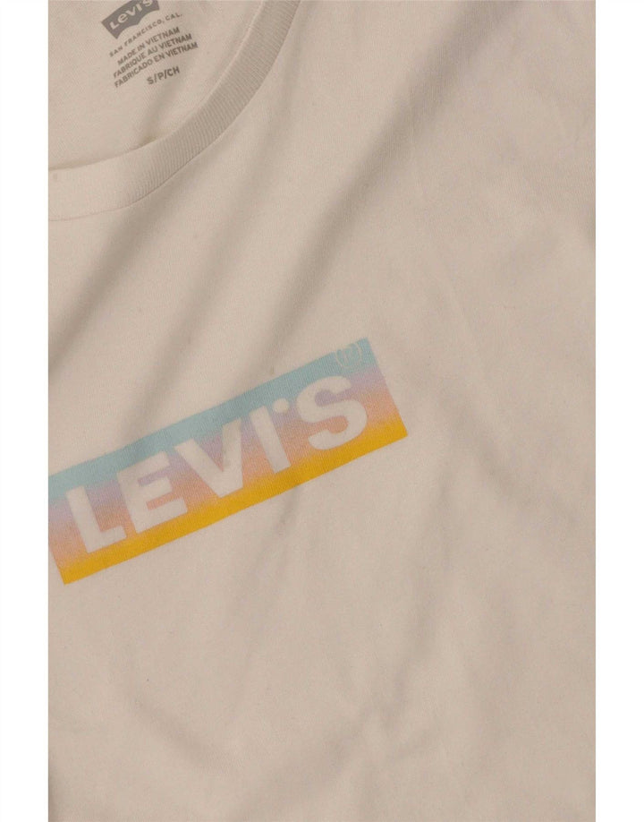 Женская футболка с рисунком Levi's Top UK 8, маленькая, белый хлопок