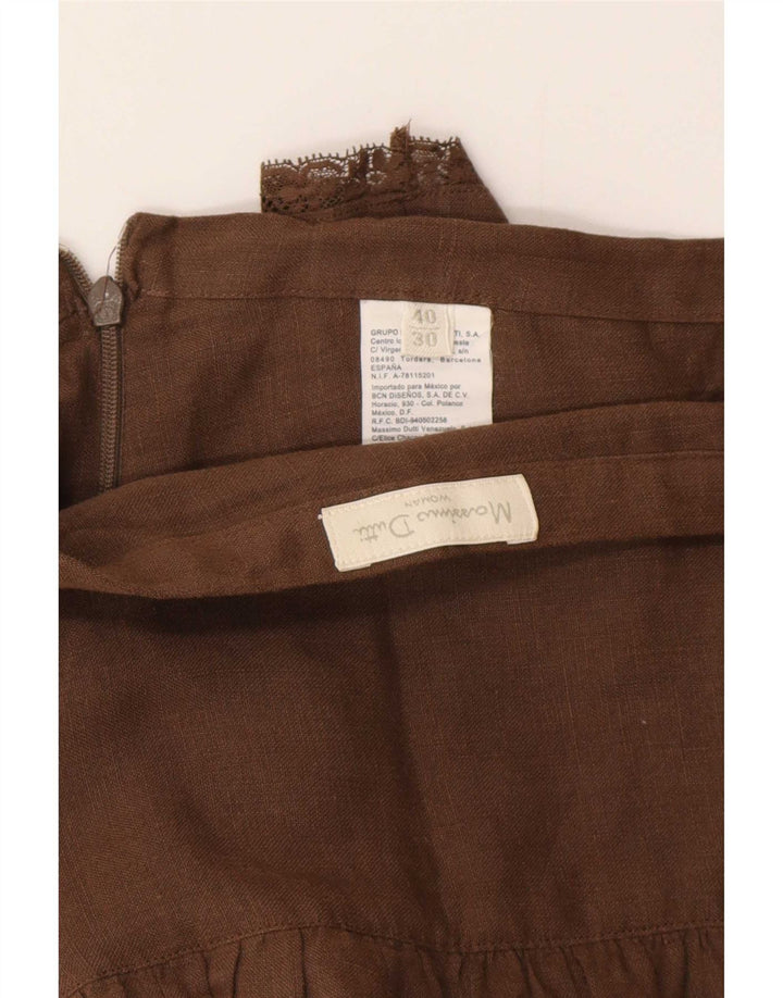 Юбка женская многоярусная Massimo Dutti W30 среднего коричневого цвета из льна