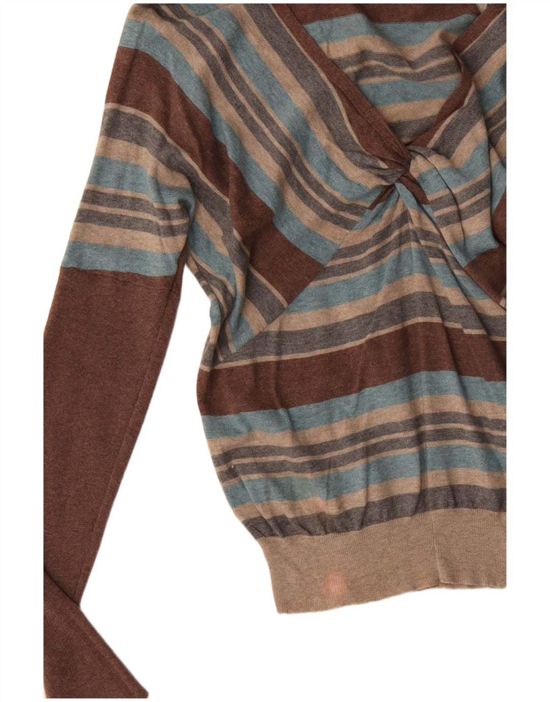 Женский джемпер с v-образным вырезом MONSONON UK 12, средний, разноцветный в полоску