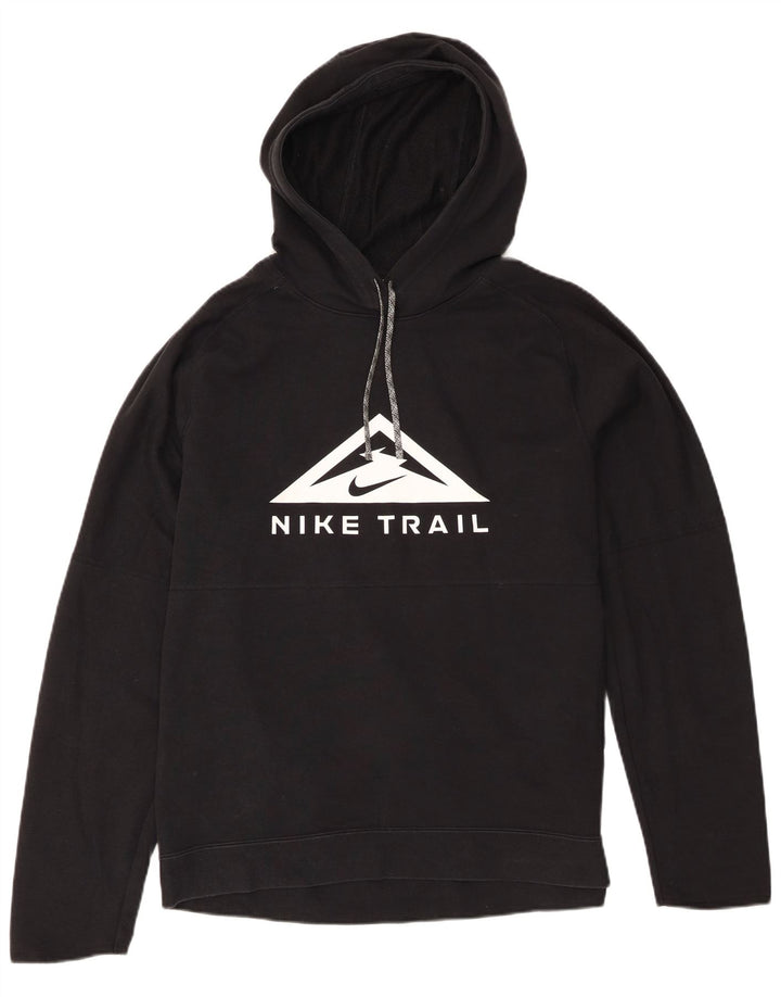 Мужской джемпер с капюшоном с графическим рисунком Nike Dri Fit, средний черный, хлопковый