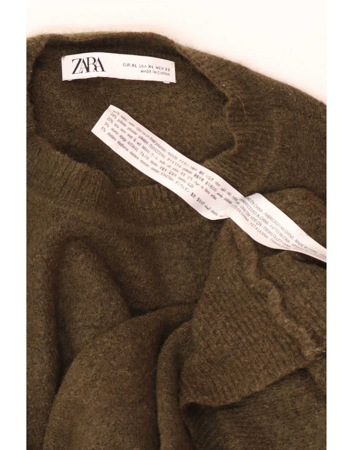 Мужской джемпер с круглым вырезом Zara XL, нейлон цвета хаки