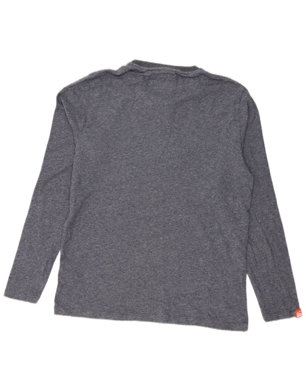 Мужской топ Superdry с длинным рукавом 2XL, темно-синий, хлопок с крапинками