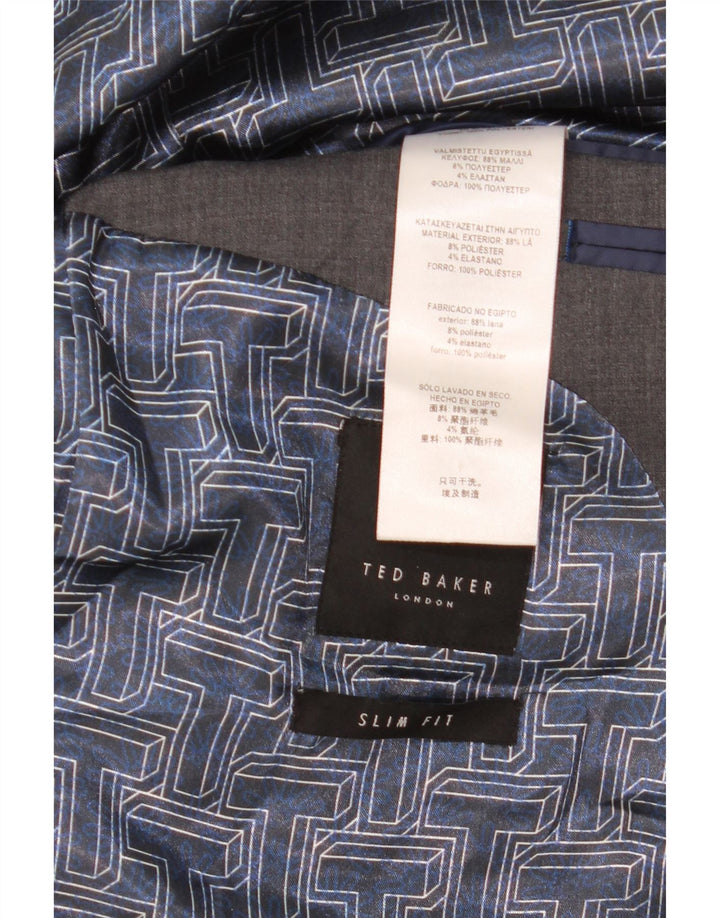 Мужской приталенный пиджак TED BAKER с 2 пуговицами, Великобритания 40, большой серый шерстяной