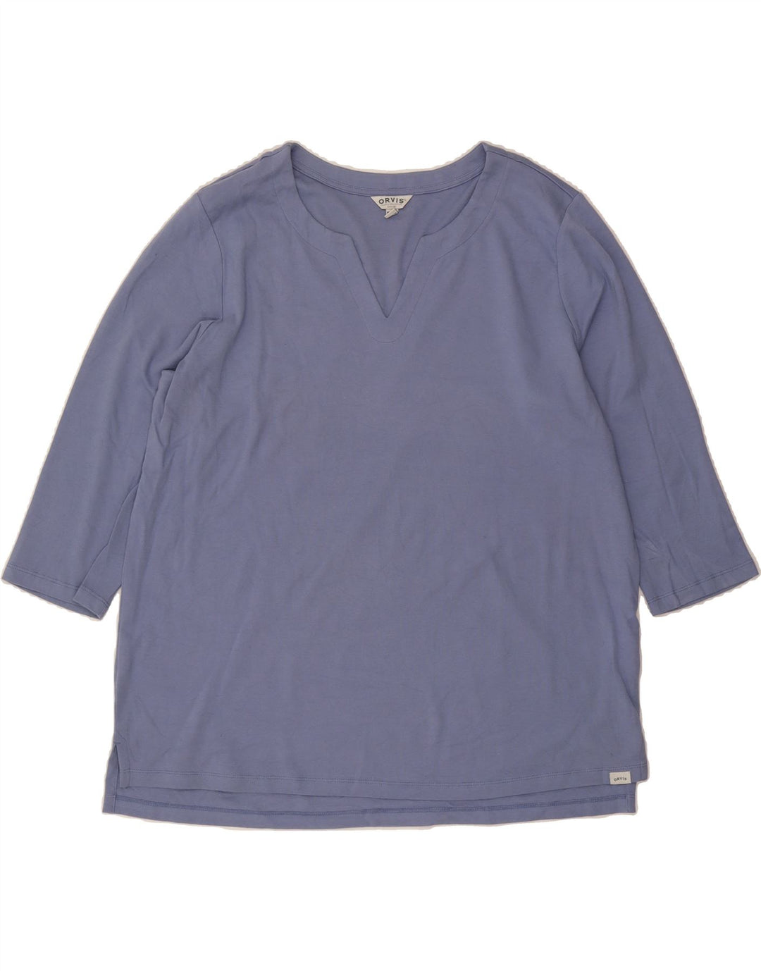 ORVIS Womens Top 3/4 Sleeve UK 20 2XL Blue Cotton Vintage Orvis and Second-Hand Orvis from Messina Hembry 