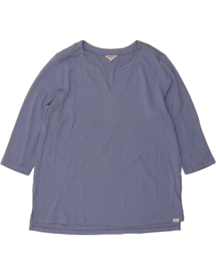 ORVIS Womens Top 3/4 Sleeve UK 20 2XL Blue Cotton Vintage Orvis and Second-Hand Orvis from Messina Hembry 