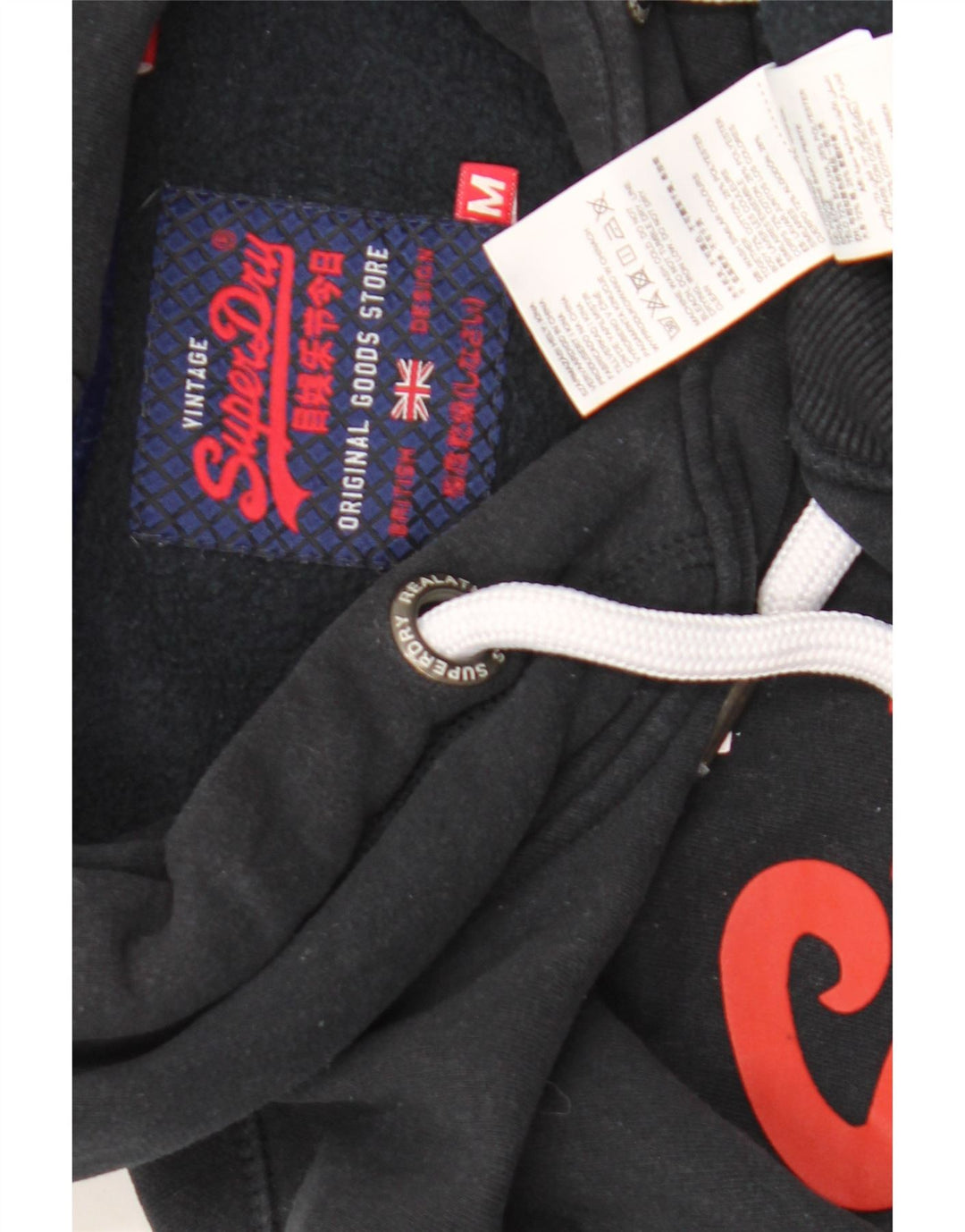 Мужской джемпер с капюшоном Superdry, черный, хлопковый, среднего размера