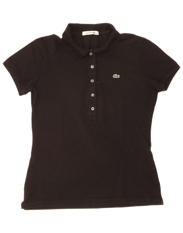 Женская рубашка поло Lacoste, размер 42, большая, черная, хлопок