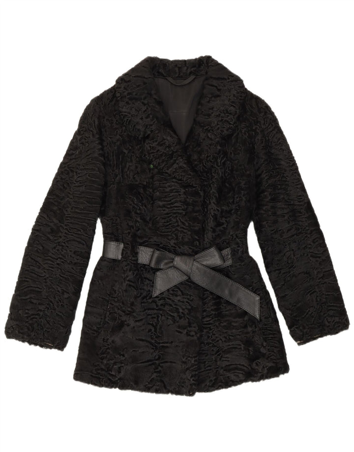 ВИНТАЖНАЯ женская куртка из искусственного меха UK 12, средний черный