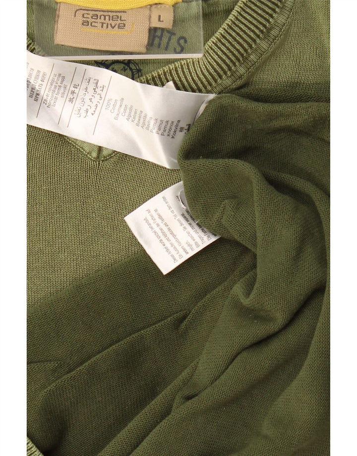 Мужской джемпер с v-образным вырезом CAMEL ACTIVE, большой хлопок цвета хаки