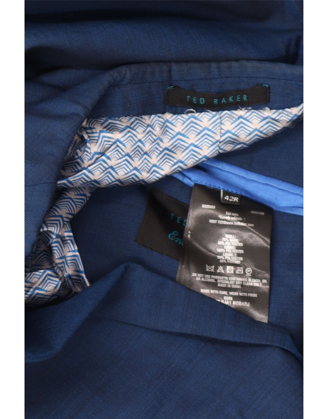 Мужской пиджак на двух пуговицах Ted Baker UK 42 XL, синяя шерсть