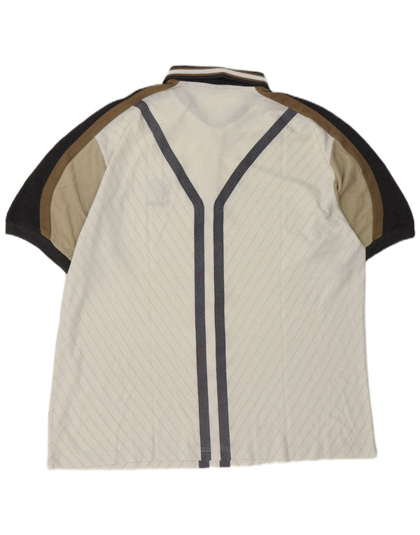 LOTTO Mens Rugby Polo Shirt UK 44/46 2XL White Colourblock Polyester